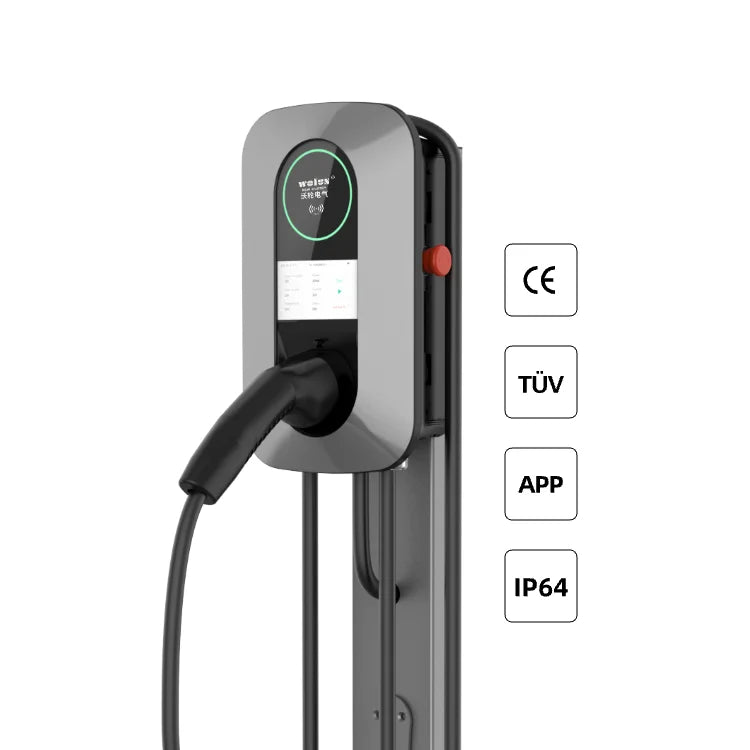 11kW Wall-Mounted EV Charger - 4.3-Inch Fast Charging Station with 32A Output, RFID, Wi-Fi, and Bluetooth Connectivity