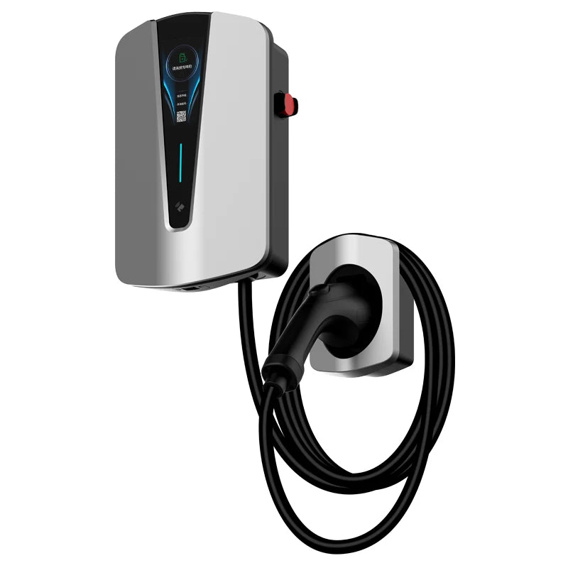 Type 1 SAE J1772 AC EV Charger Wallbox - Portable Electric Vehicle Charging Station with App Control and LCD Display