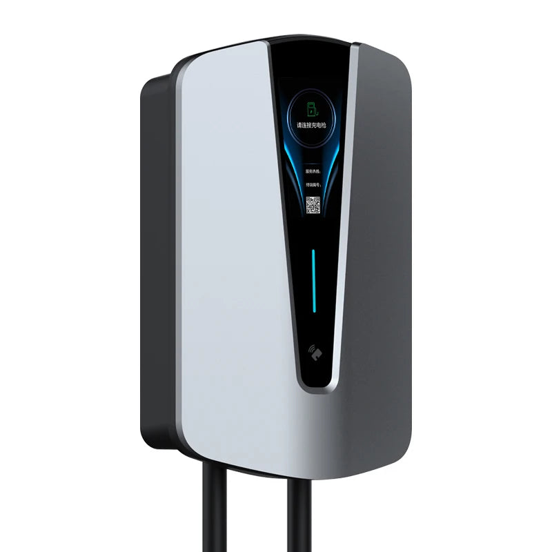 Type 1 SAE J1772 AC EV Charger Wallbox - Portable Electric Vehicle Charging Station with App Control and LCD Display