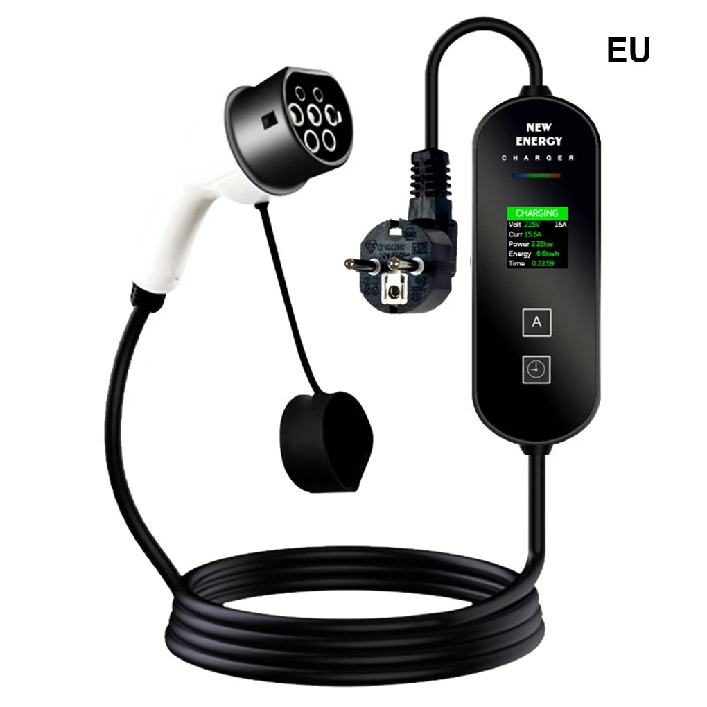 Electric Car Charger TYPE-2 Charging Cable EV Charging Station Wallbox with LED Digital Display Electric Charger 3.5KW 5M 8-16A
