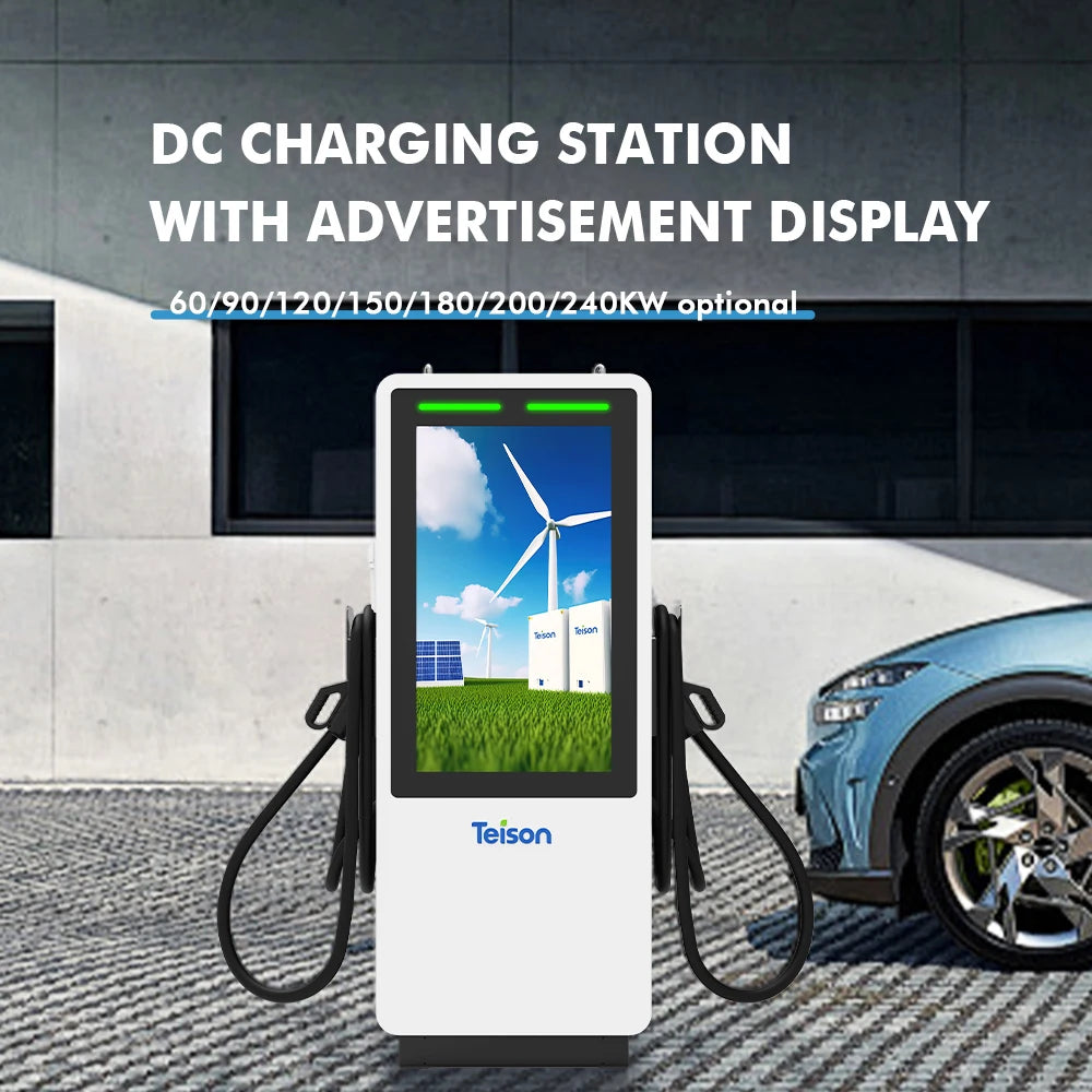 180kW DC Electric Car Public EV Charging Station - Commercial Charger with Advertising Screen Display and OCPP Compatibility