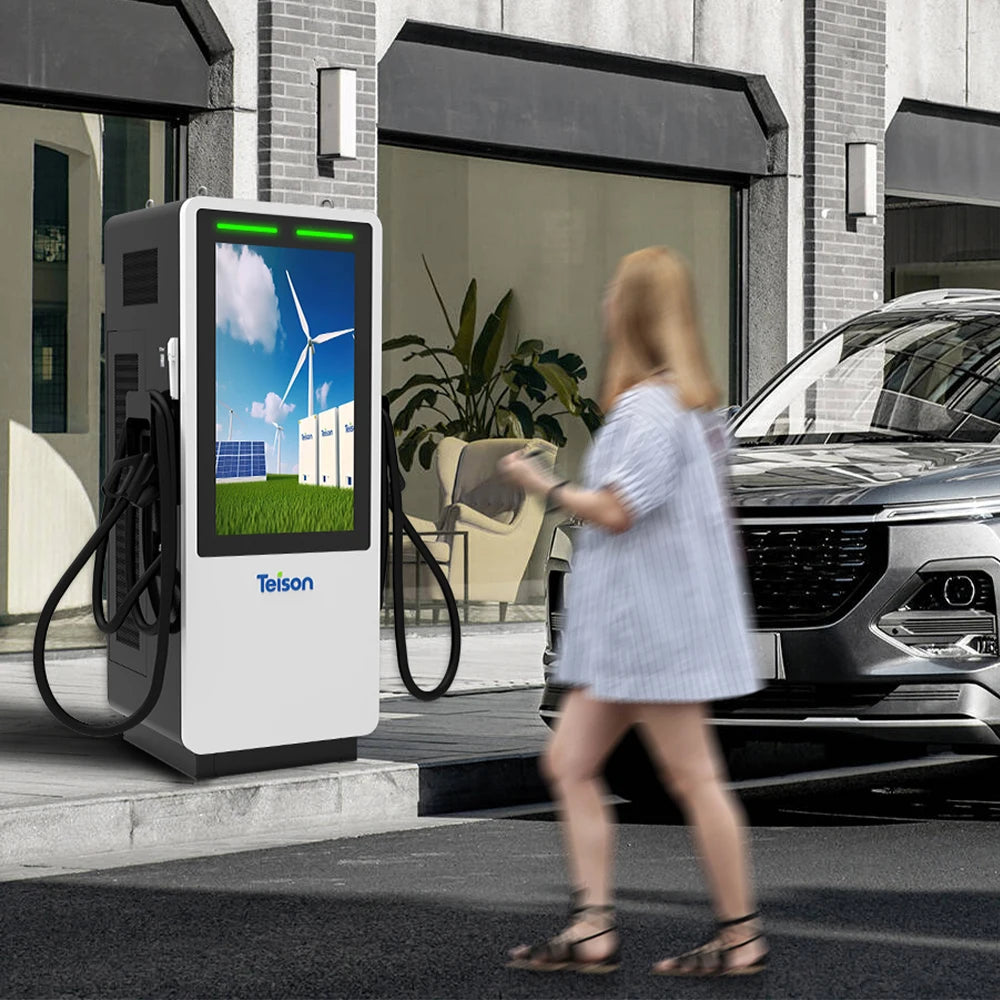 180kW DC Electric Car Public EV Charging Station - Commercial Charger with Advertising Screen Display and OCPP Compatibility