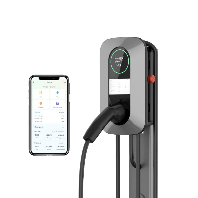 11kW Wall-Mounted EV Charger - 4.3-Inch Fast Charging Station with 32A Output, RFID, Wi-Fi, and Bluetooth Connectivity