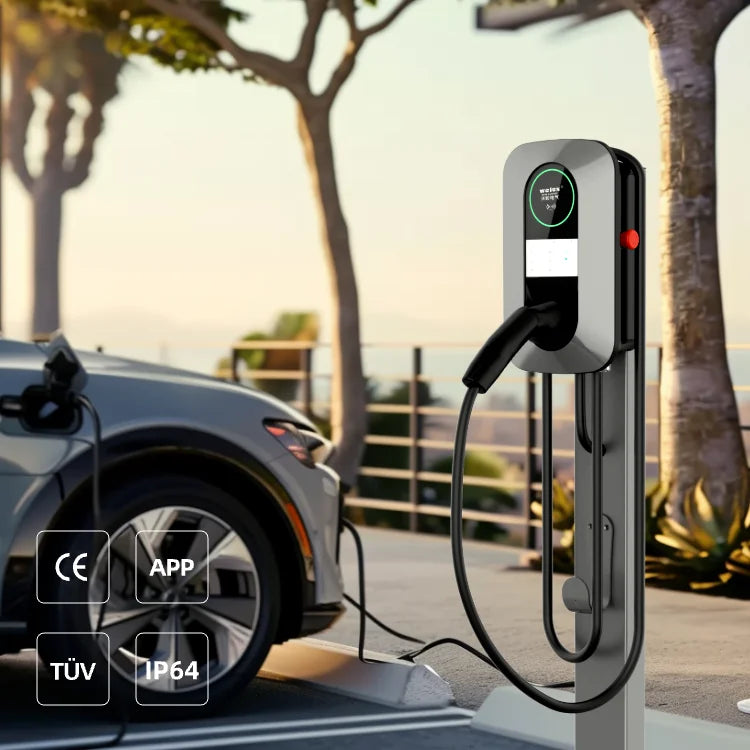 11kW Wall-Mounted EV Charger - 4.3-Inch Fast Charging Station with 32A Output, RFID, Wi-Fi, and Bluetooth Connectivity