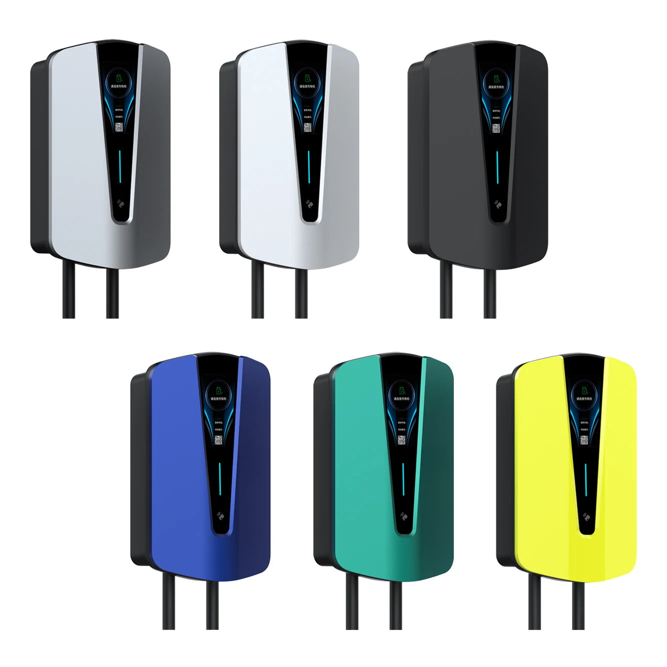 Type 1 SAE J1772 AC EV Charger Wallbox - Portable Electric Vehicle Charging Station with App Control and LCD Display